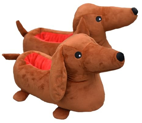 Pantofole a forma di cane salsiccia, per donne e uomini, comode scarpe da casa in peluche, suola morbida antiscivolo, regalo ideale, Pantofole Cane Salsiccia, Taglia unica