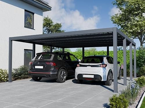 Cochera de Aluminio Carlton 570 x 550 cm - 2 Coches - 31,35m2 - Gris Antracita