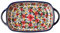 Plat de cuisson, plat de four en céramique résistant à la chaleur à 730 ml à deux poignées, plats de lasagne rectangulaire à imprimé marguerite, plats de casserole lavables non glissants pour cuisine
