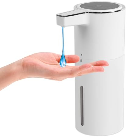 Longzhuo Automatic Liquid Soap Dispenser, 400ML Rechargeable Touchless Soap Dispenser, 4 Levels Adjustable, Wall Mounted, IPX5 Waterproof for Kitchen Bathroom Hotel (White, Liquid)