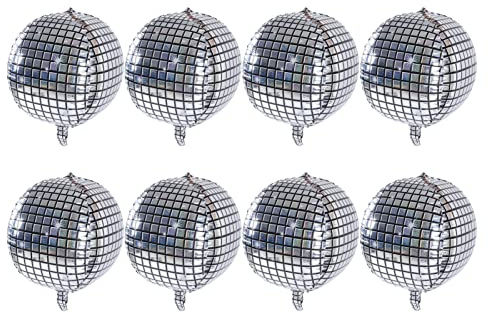 BSTCAR 8 Delar 4D Silver Folie Ballong Silver Runda Folie Party Ballonger för Födelsedagsfest Bröllop Baby Shower Juldekoration
