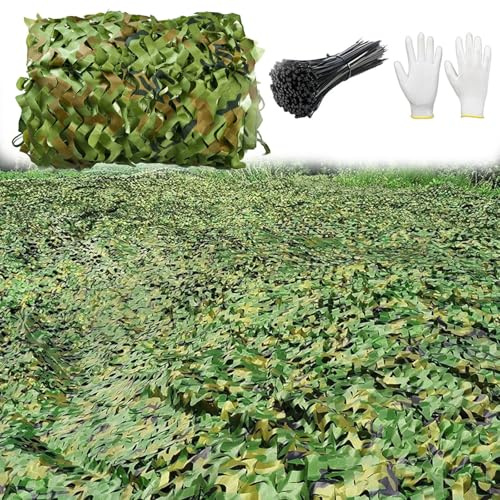 Camouflage Netting for Military, Hide Camo Netting 150D Oxford Cloth, Sunshade Camo Mesh, Hunting Shooting Sunscreen Nets for Garden Fence, Camping, Hunting Blind, Decoration, Car Covers(W1.5xH7.5m)
