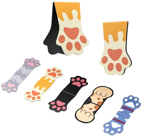 Uniclife 5 Pcs Magnetic Bookmark, Cute Cat Paw Bookmarks for Women, Magnet Book Marks for Book Lovers, Fun Book Markers Clip for Readers Teachers Adults and Men, 5 Unique Cat Paws