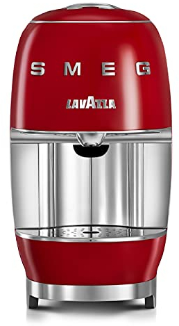 Smeg & Lavazza 18000456 Capsule Coffee Machine, Quick Heat Up, Removable Drip Tray, Red