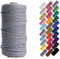 Binwat Macrame Cord Thick Natual Cotton Cord Yarn Macrame Rope Cord Cotton Rope for Wall Hangings, Plant Hangers, DIY Crafts, Home Decorations, Gift Wrapping 3mm x 100m (Gray)