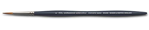 Winsor & Newton 5011104 professionell akvarellpensel, målarpensel för akvarellfärger med syntetiska fibrer, ergonomiskt handtag, hållbart och formstabilt, kort handtag – rund borste nr 4