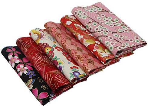 Jukway 6 Pezzi Tessuto Cotone 40x40 cm Stoffa Patchwork Quadrati, Tessuti Bronzante Motivi Floreali Stoffe per Cucito Creativo, Trapuntatura, Decorazione, Hobby Artigianale (Rosa)