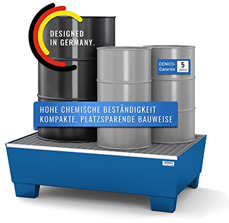 Auffangwanne classic-line aus Stahl für 2 Fässer, lackiert,unterfahrbar, m. Gitterrost,1236x815x355