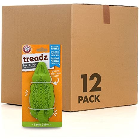 Arm & Hammer Super Treadz Gator Chew Toy for Dogs, 12 Pack | Best Dental Dog Chew Toy | Reduces Plaque & Tartar Buildup Without Brushing | Safe for Dogs up to 35 Lbs