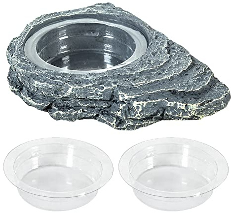 REPTIZOO Reptile Magnetic Feeder Ledge, Single Bowl Reptile Food Dish with 3PCS Feeding Cups Food Water Feeder for Crested Gecko Lizard Chameleon Pets