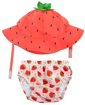 Set Baby Costumino Contenitivo + Cappellino - Fragola - UPF 50+ - M