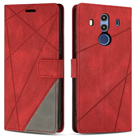 SONWO Case for Huawei Mate 10 Pro, PU Leather Flip Wallet Case Magnetic Closure Cover Card Slots Phone Case for Huawei Mate 10 Pro, Red