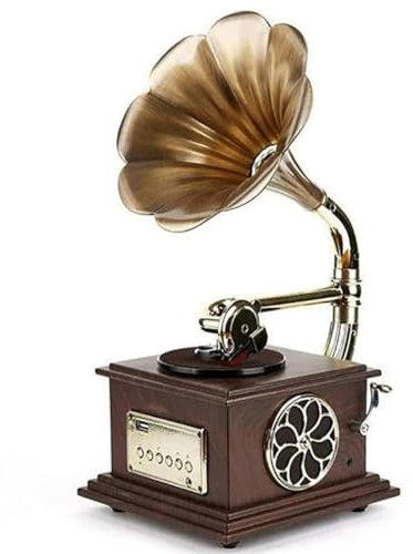 Altoparlante a forma di grammofono, lettore di dischi in vinile retro grammofono, Bluetooth/USB/Radio, lettore di dischi per la casa, per la decorazione della casa, la festa, l'esterno, il regalo