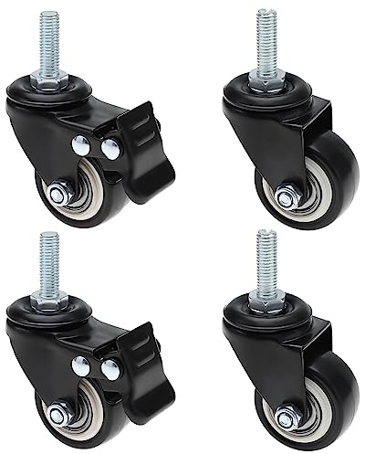 Be In Your Mind Lot de 4 roulettes universelles de frein universelles pour meubles - Roulettes de rechange robustes pour protéger les sols en bois dur - Noir