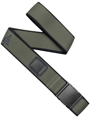 Arcade Belts Blackwood A2 Elastic Stretch Belt, Ivy Green/Black, 1.5 Wide | Polyester Webbing Belt with 3 Piece Plastic Buckle | Micro Adjustable for Custom Fit up to 40 | Washer & Dryer Safe