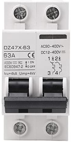 Tyenaza AC DC Miniatur-Leistungsschalter 63A 2P DIN-Führungsschiene flammhemmende Leistungsschalter für Solarpanel 400V