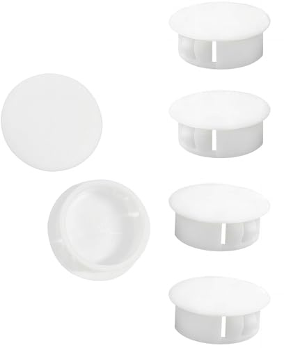 Qrity 10 Stycken Plast Pluggar, 35 mm Skydd Infällda Hålpluggar, Infoga End Caps Paneler för Skåp Skrivbord Bord Stol Skåp Garderob, Vit