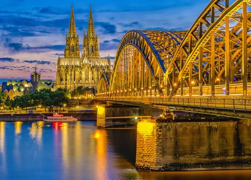 HUADADA Puzzle 1000 Teile für Erwachsene und Kinder - Impossible Puzzle, Geschenk, Geschicklichkeitsspiele, Clevere Rätsel, Farbenfrohes Köln-Motiv