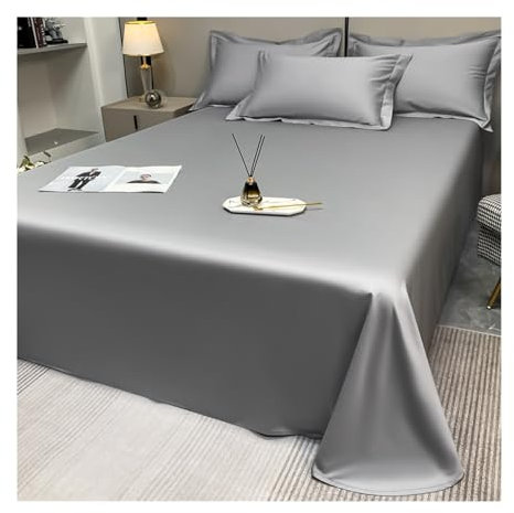 Bettlaken ohne Gummizug 100% langstapeliger Baumwolle Betttuch ohne Gummi Premium Hotel Luxus und Weiche Laken ohne Spanngummi(Light Gray,180x240cm)