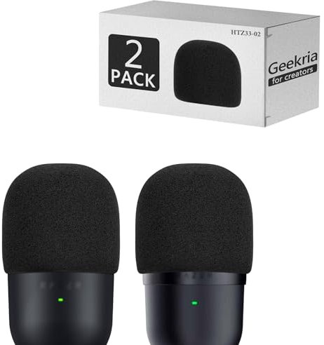 Geekria for Creators Foam Windscreen Compatible with Razer Seiren Mini, Seiren V3 Mini Microphone Antipop Foam Cover, Mic Wind Cover, Sponge Foam Filter (Black / 2 Pack)