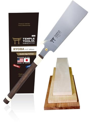 Temple Tool Co. - Sierra de mano japonesa Ryoba de 9,5 mm con corte de y corte transversal, sierra para madera para cola de milano, espigas, carpintería, tablas de cortar a lo largo y ancho