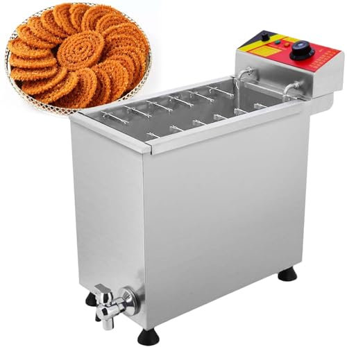 vnmudzeo Commercial Cheese Hot Dog Sticks Maker,60 to 200℃ Adjusted,Stainless Steel Electric Snack Deep Fryer,for Restaurants Coffee Shops