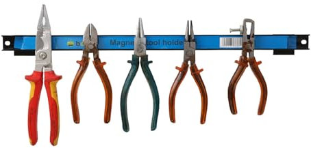 Barra magnetica strumento per la parete degli attrezzi della marca Botle, striscia di metallo, lunghezza 60 cm, colore nero, con angoli di fissaggio per cacciaviti, pinze, trapani e altro ancora