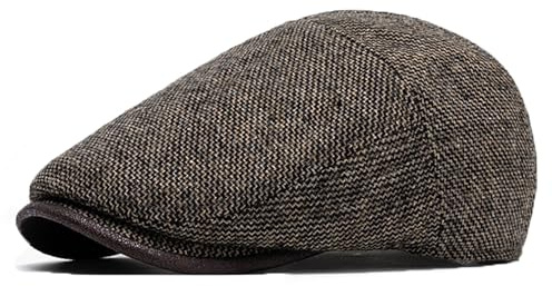 Bigoco Boinas Gorras Plana Hombre Lana Irlandesa Beret Newsboy Flat Gorras Vintage Estilo Ajustable Cabbie Sombrero (FR/ES, Letras, Talla única, Caqui)