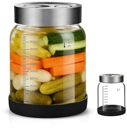 MIUUIPI Tarro de fermentación con tapa, 1 l, vaso de fermentación con válvula de ventilación, tarros de fermentación con válvula de fermentación, tarro de fermentación para kéfir, kimchi, chucrut