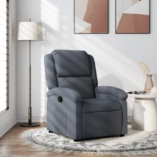 Mimdixy Poltrona da massaggio per cinema, poltrona relax grigio scuro, velluto, per soggiorno, camera da letto, facile da montare, facile da mantenere