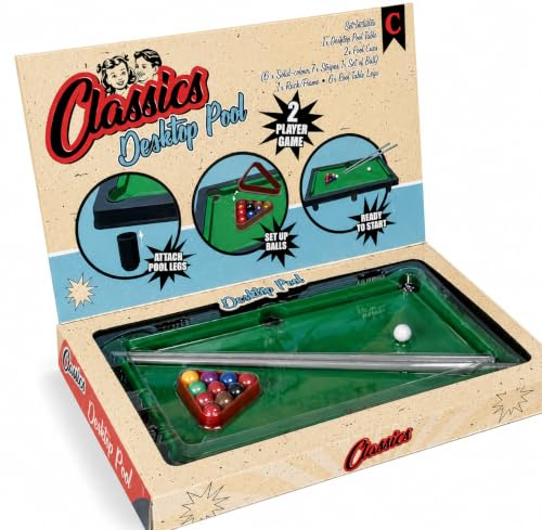 Mini Snooker Table Set with 2 Cues, Balls and Triangle, 2-4 Players, Ages 3+