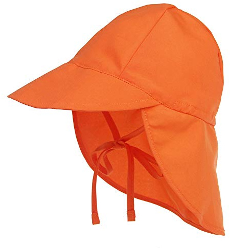 LACOFIA Chapeau de Soleil pour bébé garçons ou Filles Bonnet de Plage d'été pour Enfants Casquette à Rabat Ajustable Douce pour Enfants Orange 6-18 Mois