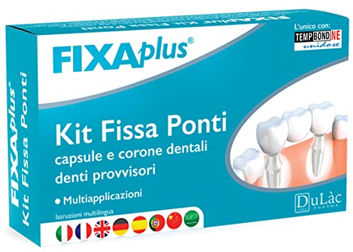 Dulàc - Kit Fissa Ponti con Cemento Dentale Provvisorio, Dispositivo Medico Made in Italy per Ponti Dentali, Capsule, Denti a Perno, Multiapplicazione, Autoindurente
