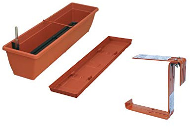 Fuchs seit 1895 Blumenkasten Aqua Toscana mit Untersetzer und passendem Halter, Farben:Terracotta, Länge:100 cm