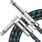 SONICAKE Braided Guitar Cable 3m/10ft Guitar Instrument Cable 6.35mm 1/4 Right Angle to Straight Black Blue