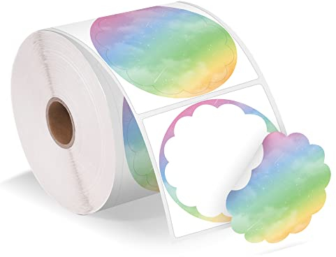 Phomemo 50x50 mm Thermo-Etiketten Holographic selbstklebendes rundes direktes für 241BT D520BT 246S 249BT Dankeskarte, Logo, Name, Preis, Adresse, QR-Code, 400 Etiketten