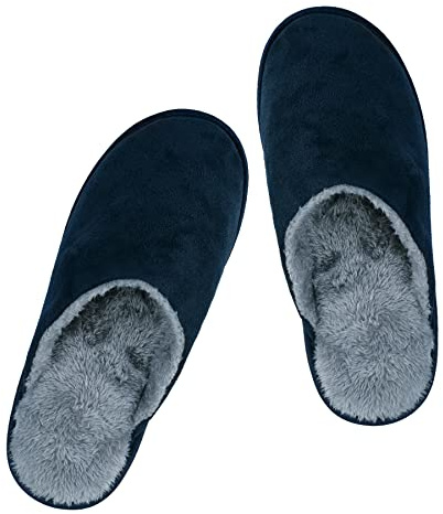 riemot Zapatillas de Estar por Casa de Hombre Verano Pantuflas de Hombre Ligero Antideslizantes Pantuflas Memory Foam Suave y Cómodo para Interior y Exterior Azul Marino EU44-45
