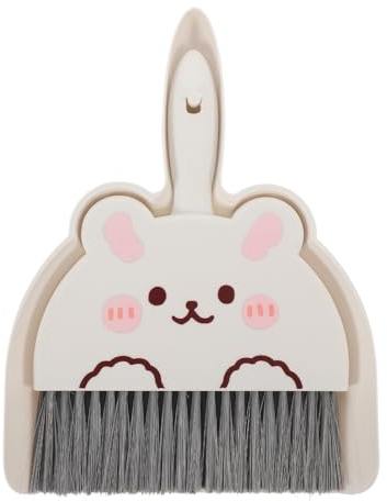 VOSAREA Mini Dustpan and Brush Set Small Broom and Dustpan Cleaning Set Hand Whisk Broom Set Portable Table Top Brush Set Dining Table Crumb Sweeper Cleaning Tools for Office White