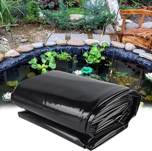 MISKYN Teichfolie Schwarz HDPE 2X4m 2X10m 3X8m 7X10m 9X10m, UV-Beständig, Schwimmteich Folie Gartenteich Teichplane, Für Teichbau, Garten- Und Teichzubehör,8 * 8m