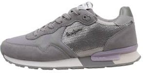 Pepe Jeans Brit Pailletten Leder Sneakers grau
