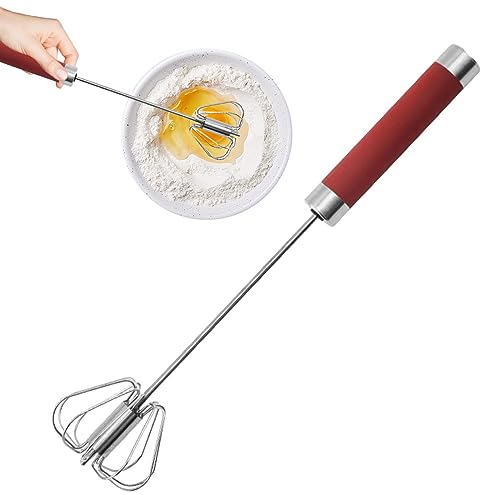 Hand Whisk, Whisk, Semi-Automatic Hand Stirrer Stainless Steel Egg Whisk, Multifunctional Whisk Mixer, Rotating Egg Beater Milk Frother for Whisking Blending