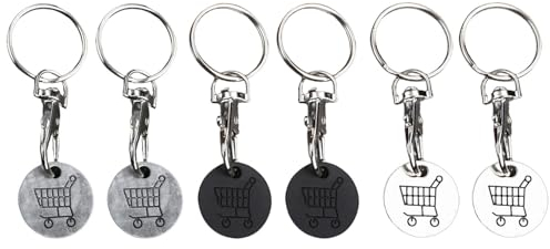 6 Pièces Jeton de Caddie Porte Clef, Jeton Caddie Porte Clé, Porte-Clés du Panier D'achat, Porte-Clés de Jetons de Caddie Portable, Porte-Clés Pièces de Chariot, pour Caddie D'épicerie