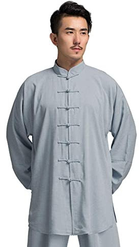 SUNMME Tai Chi Uniform, Kung-Fu-Anzug, chinesisches Qi Gong, Kampfsport, Taekwondo, Trainingskleidung, langärmlig, Kampfsportbekleidung, Boxbekleidung, Unisex, Weiß-3XL (Grau 4XL)