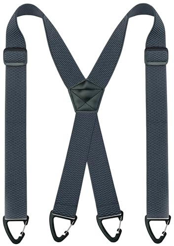 JEMYGINS Tirantes para hombre al aire libre tipo X longitud ajustable con hebilla triangular antideslizante, gris oscuro, M