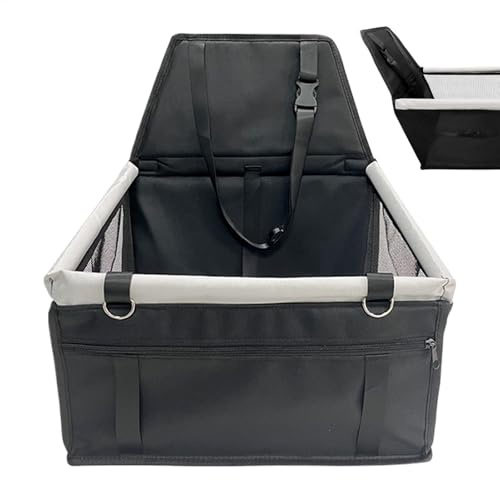 Asiento de Coche para Perros, Transpirable, Impermeable, para Perros pequeños, Cama de Seguridad extraíble y Lavable para Cachorros con cinturón de Seguridad, Hebilla Ajustable