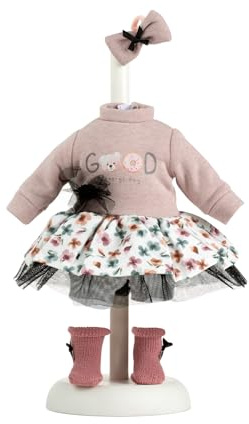 Llorens 1025909 - Vestiti per bambole da 35 cm, con tutù floreale e fiocco carino con calze e maglioni, accessori per bambole