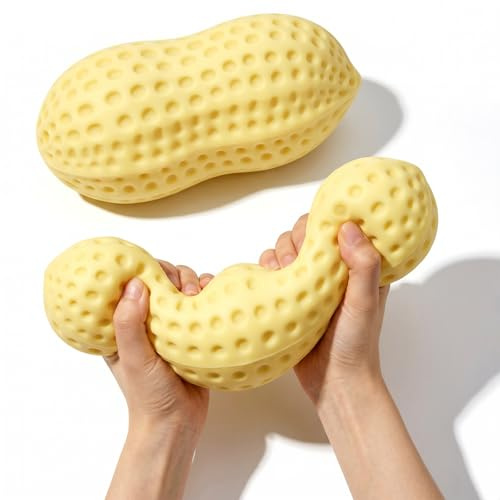 OKESYO Squishy Jordnötter XXL Stor Squishy Frukt, Jätte Jordnötsformad Krossleksak, Jätte Squishies Frukt Leksak för Vuxen, Stressavlastare, Avslappning