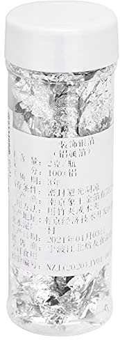 Annadue Flocons de Feuilles d'argent 2 G, Flocons d'argent Comestibles pour la Décoration de Gâteaux au Chocolat, 'aluminium, Feuille 'argent Comestible pour la Cuisine, l'artisanat et les Arts