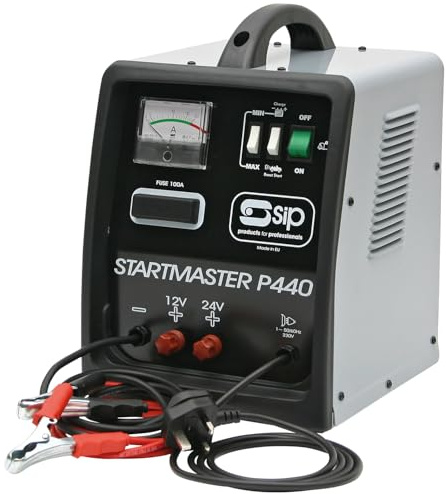 SIP STARTMASTER P440 Battery Starter Charger, Jump Starter 12V/24V 220A Max Boost, 2 Charge Rates