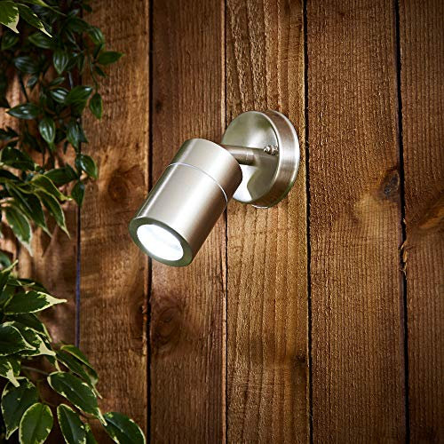 Biard Brushed Black Stainless Steel Indoor/Outdoor Wall Light - Adjustable Directional Down Spotlight GU10 IP44 Waterproof for Garden, Landscaping, Porch, Patio, Front Door, Hallway